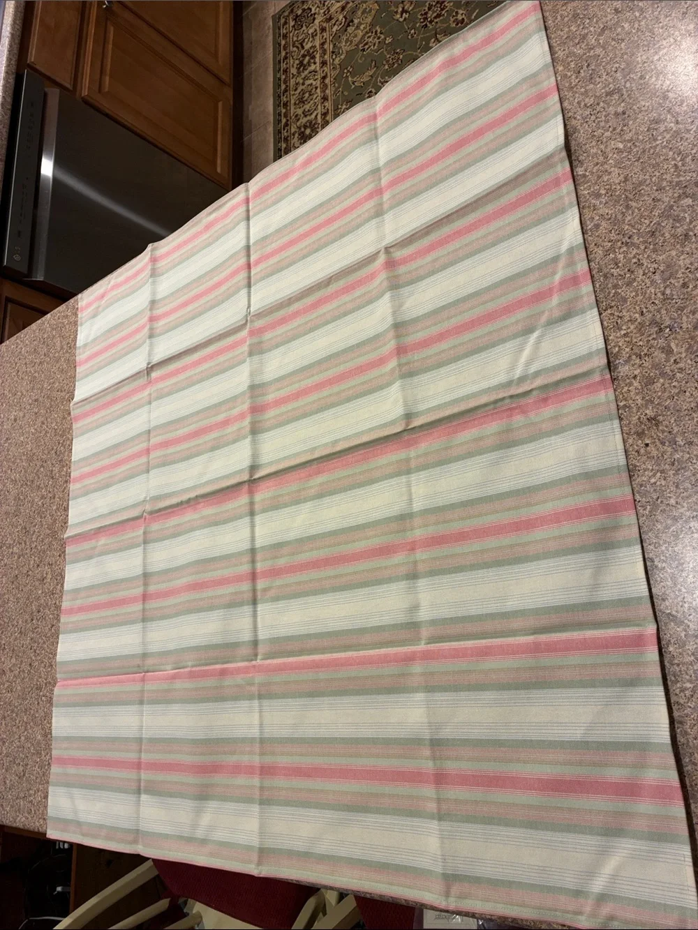 Longaberger 36” Cabana Stripe Fabric Square SMELLS MUSTY